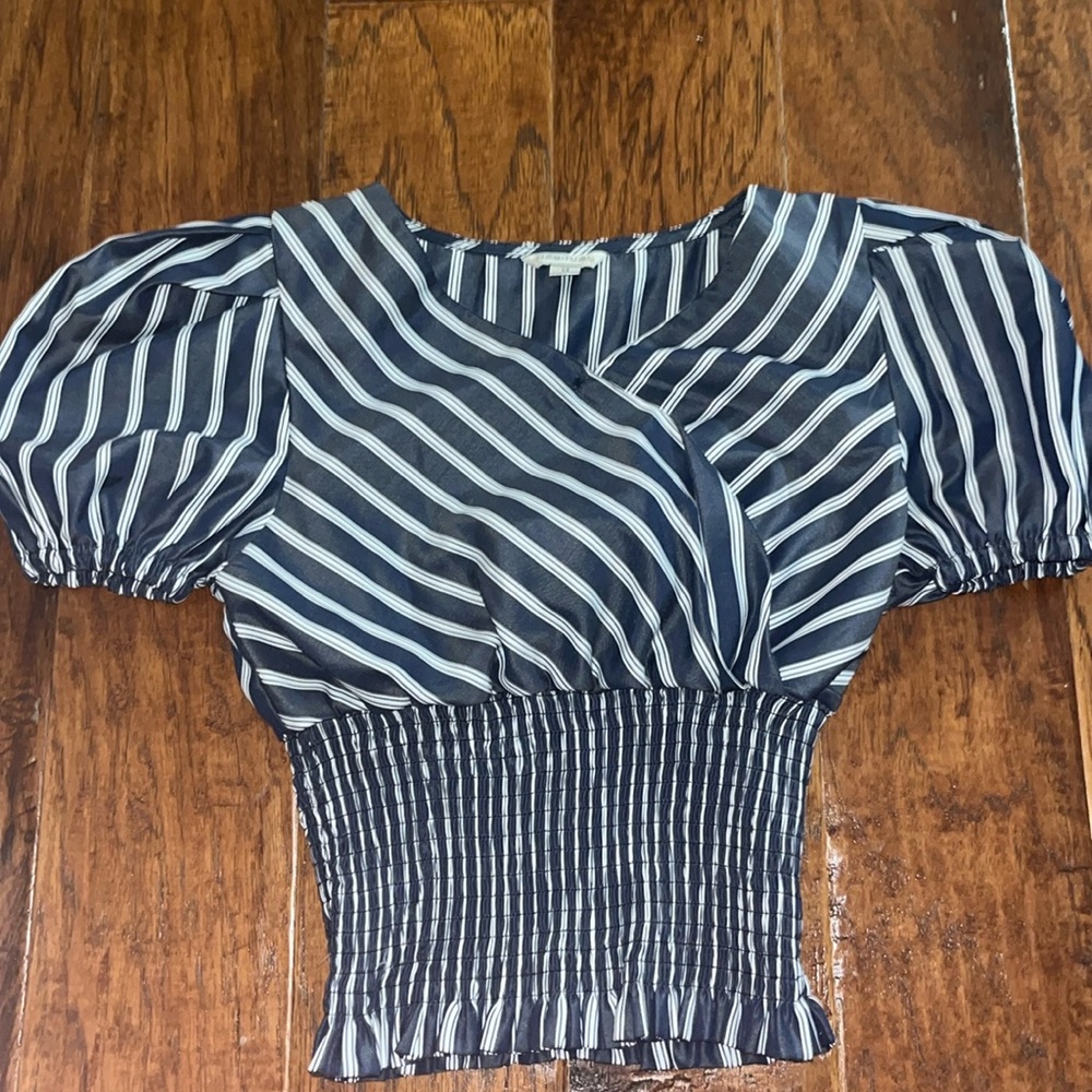 HABITUAL Navy and White Striped Blouse